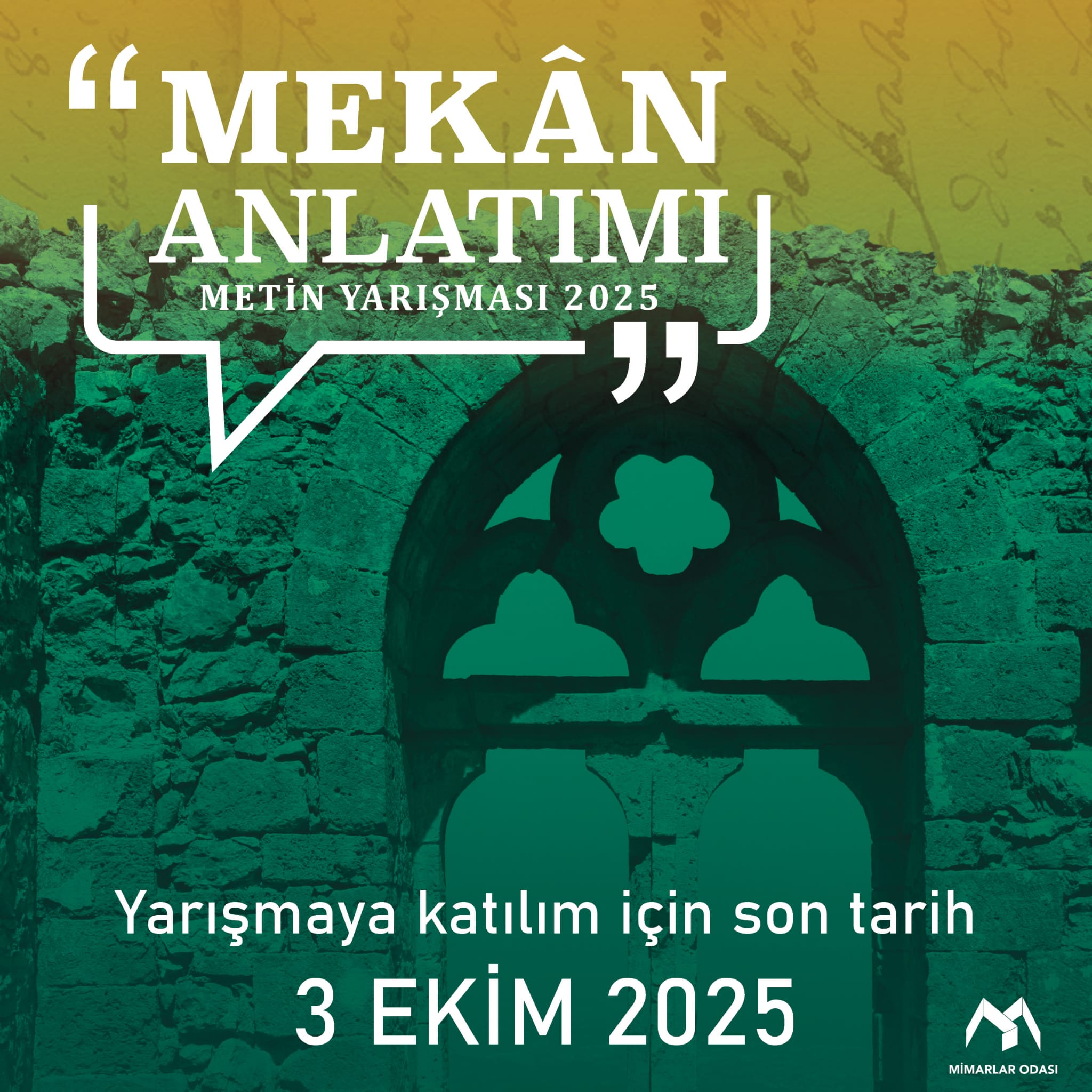 Mekan Anlatımı Metin Yarışması 2025 katılım için son tarih 3 Ekim 2025